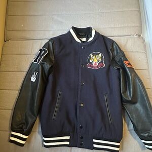 H&M Navy and Black Kids Varsity Jacket with Tiger Patch